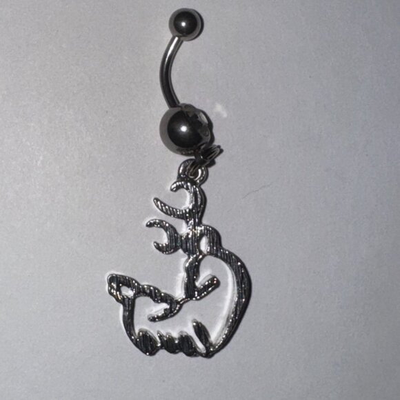 Navy Blue Buck and Doe Love Browning Dangle Belly Ring - Picture 16 of 16